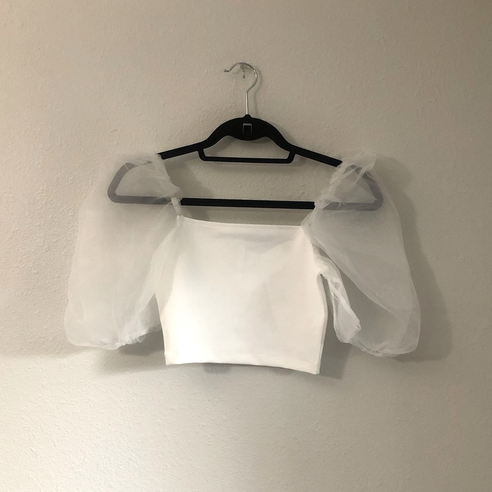 ASOS White Puff Sleeve Crop Top